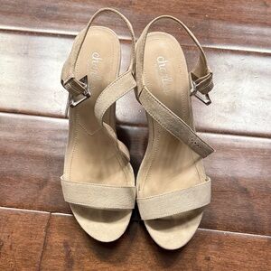 Charles Beige Strappy Wedge Sandals